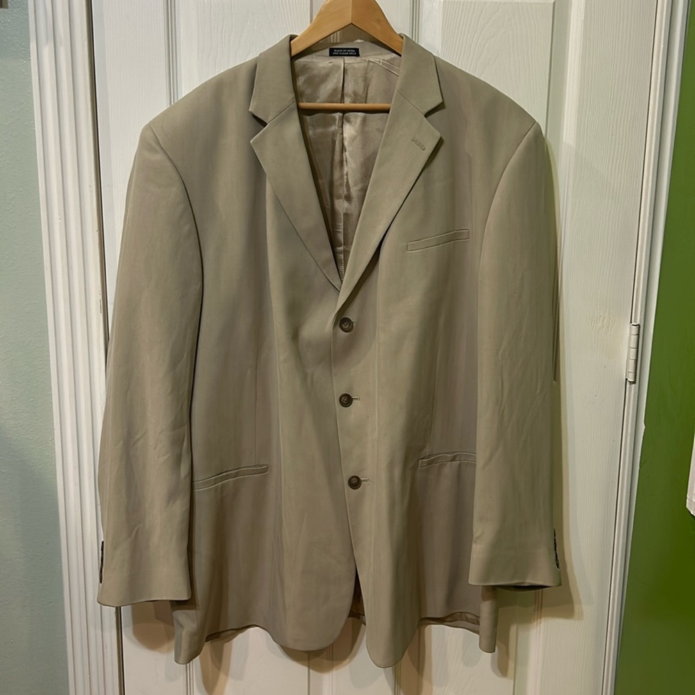 Men's Geoffrey Beene 54L Fawn Beige 100% Silk Blazer (Big/Tall)